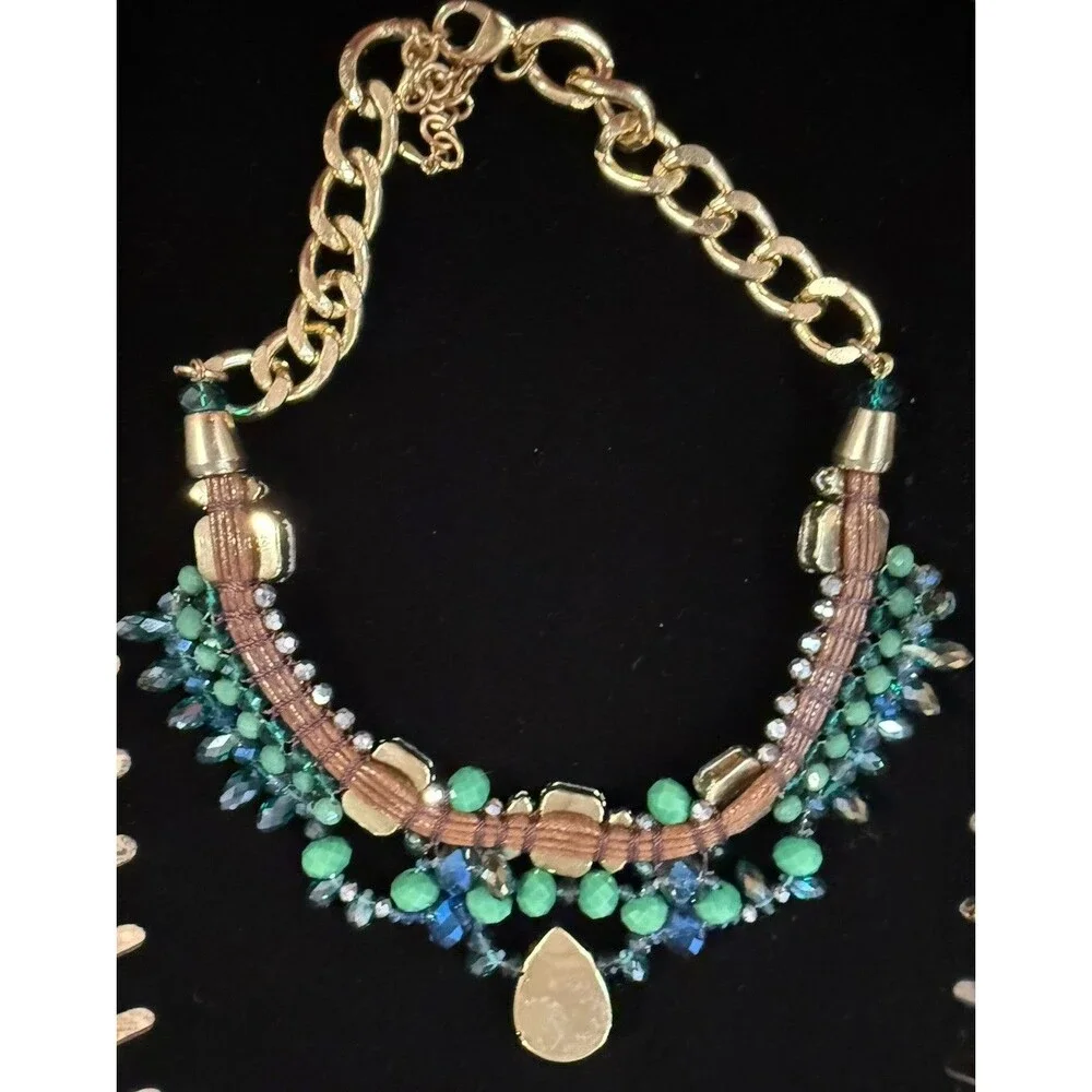 Large Costume Jewelry Necklace , Colorful Stones